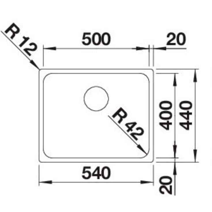 Blanco Solis 500-U UXI køkkenvask, 54x44 cm, rustfrit stål