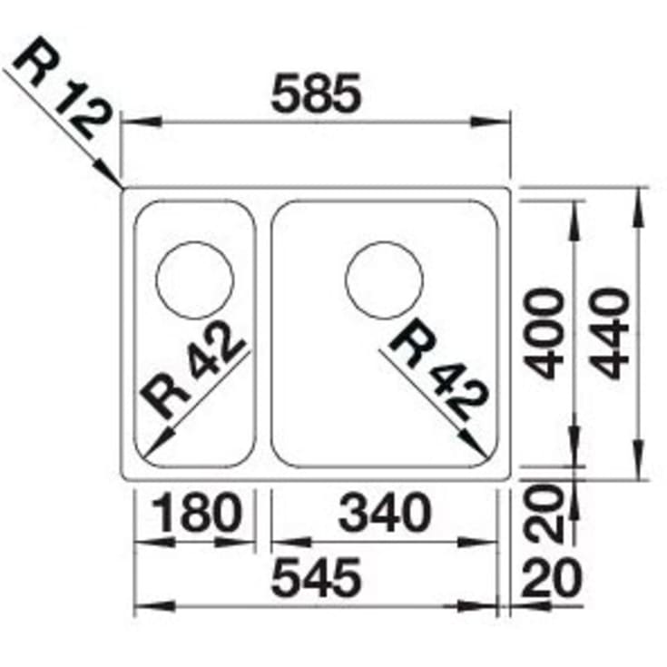 Blanco Solis 340/180-U UXI køkkenvask, 58,5x44 cm, rustfrit stål