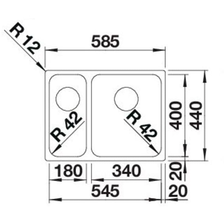 Blanco Solis 340/180-IF/N UXI køkkenvask, 58,5x44 cm, rustfrit stål