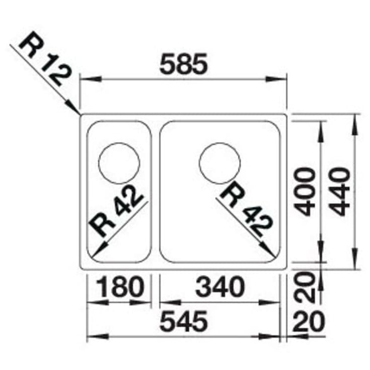 Blanco Solis 340/180-IF/N UXI køkkenvask, 58,5x44 cm, rustfrit stål