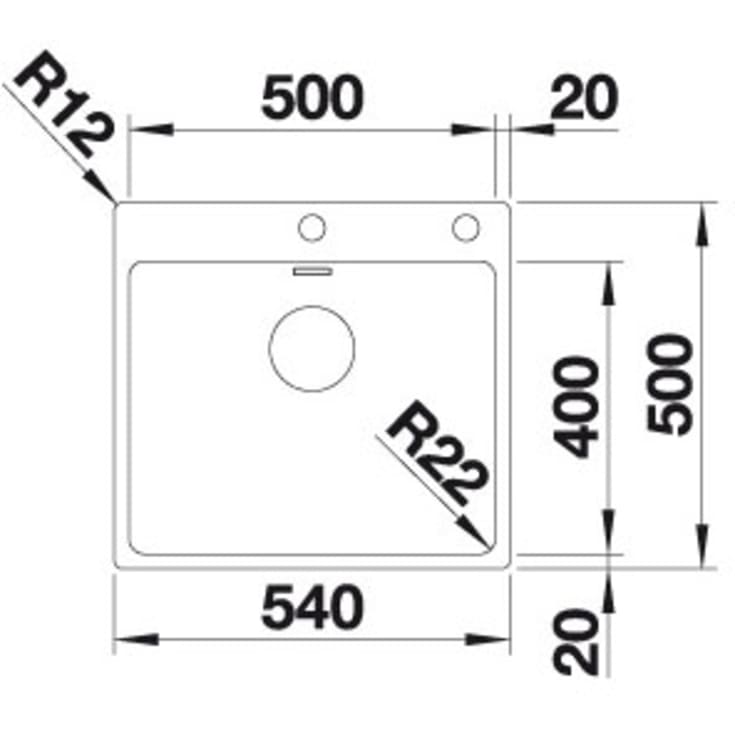 Blanco Andano 500-IF/A MXI køkkenvask, 54x50 cm, rustfrit stål