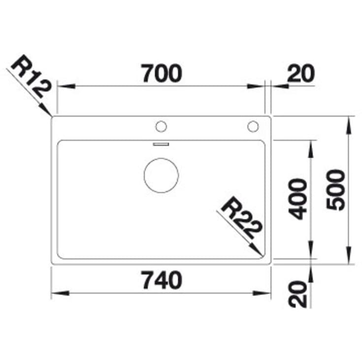 Blanco Andano 700-IF/A MXI køkkenvask, 74x50 cm, rustfrit stål