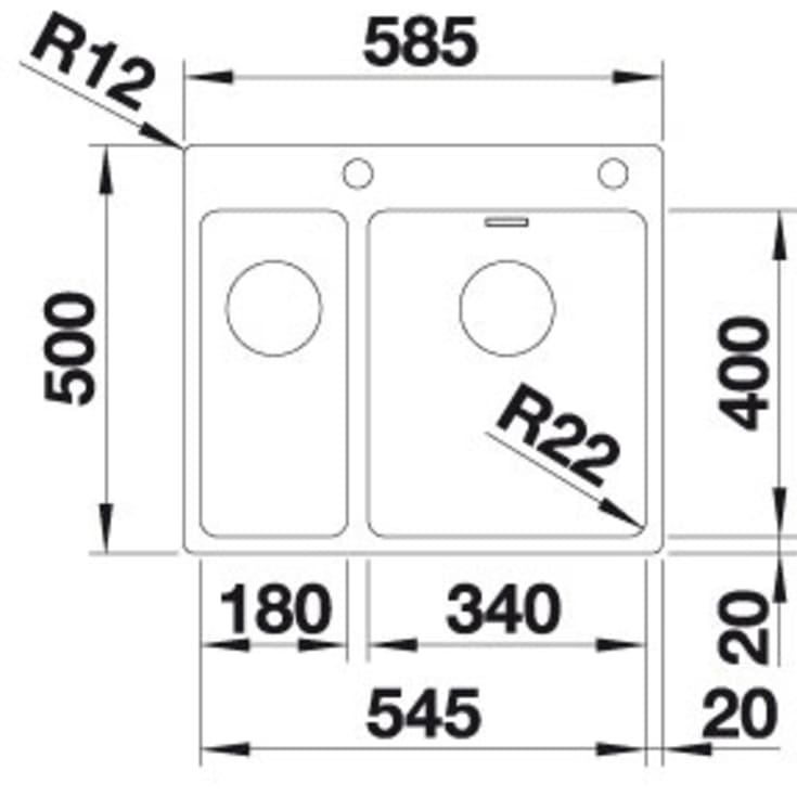 Blanco Andano 340/180-IF/A MXI køkkenvask, 58,5x50 cm, rustfrit stål