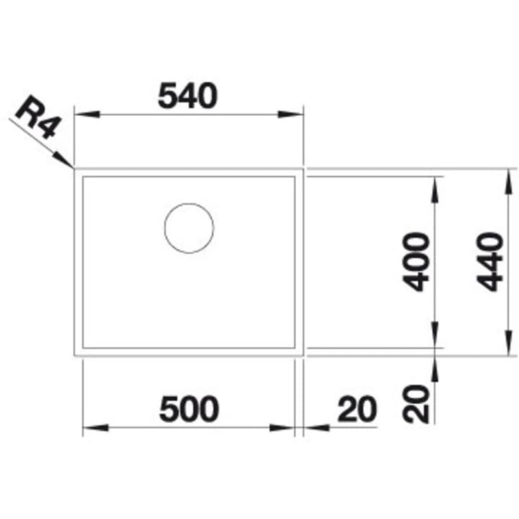 Blanco Zerox 500-U UXI køkkenvask, 54x44 cm, grå