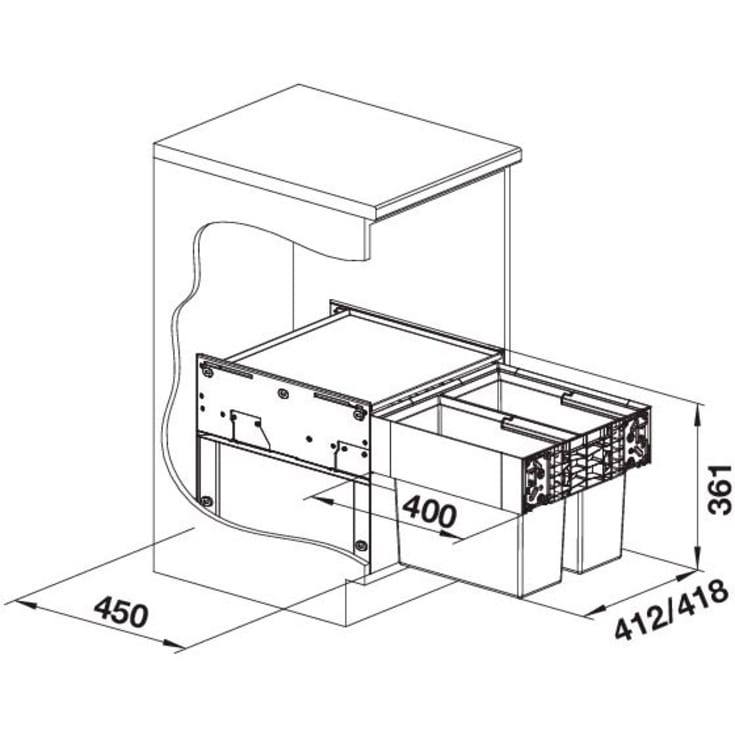 Blanco Select II 45/2 affaldssystem, 32 liter, sort