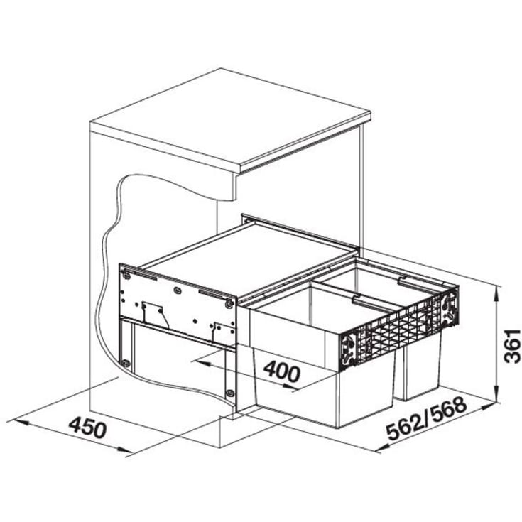 Blanco Select II 60/2 affaldssystem, 49 liter, sort