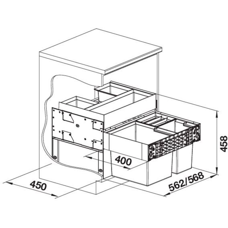 Blanco Select II XL 60/3 affaldssystem, 46 liter, sort