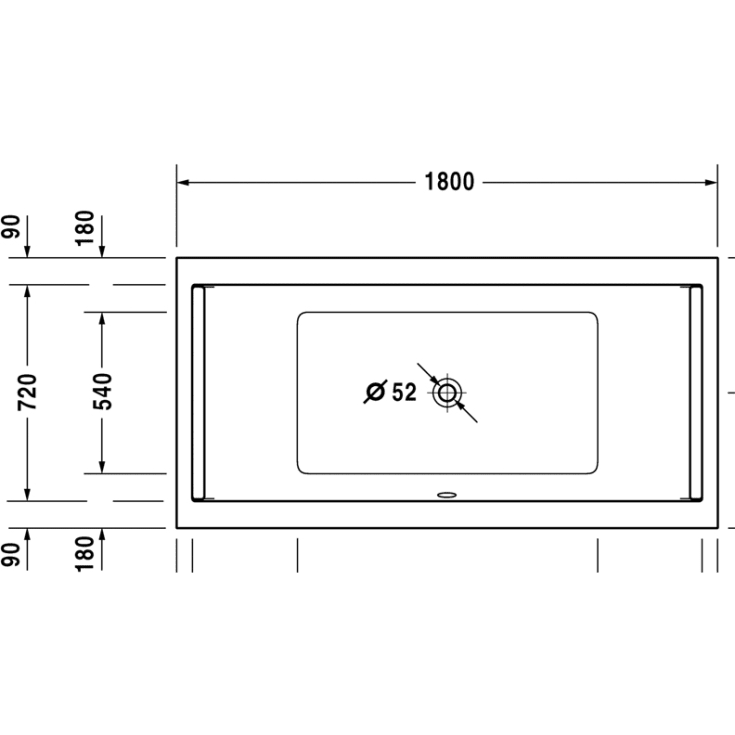 Duravit Starck badekar, 180x90 cm, hvid