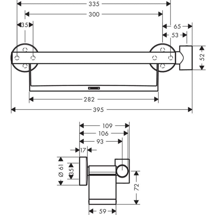 Hansgrohe Comfort Care støttegreb med hylde og håndbruseholder, hvid/krom