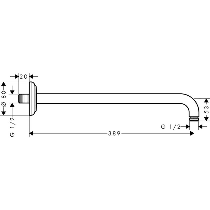 Axor Montreux brusearm, 38,9 cm, krom