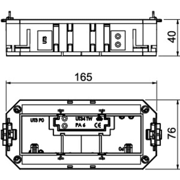 Universalholder For 3 modul45 komponenter 165x76x40, UT3