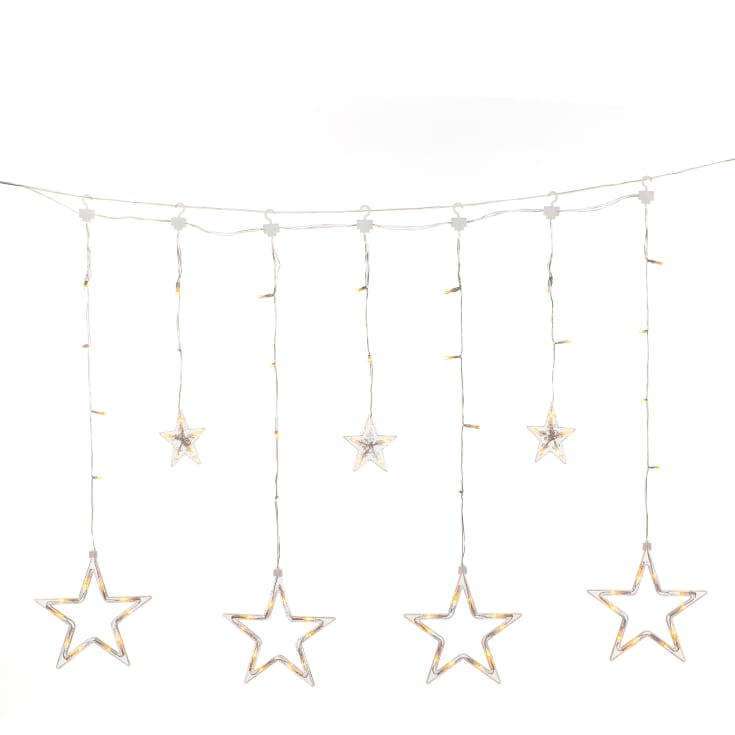 Konstsmide udendørs lysgardin, 7 ravfarvede lys, stjerner