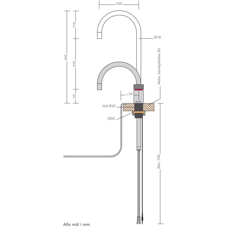 Quooker Nordic Round køkkenarmatur, krom