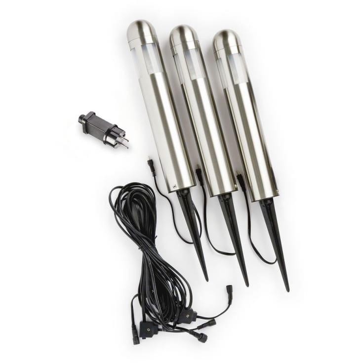 Konstsmide Amalfi mini LED bedlamper 35 cm, 3 stk i stål