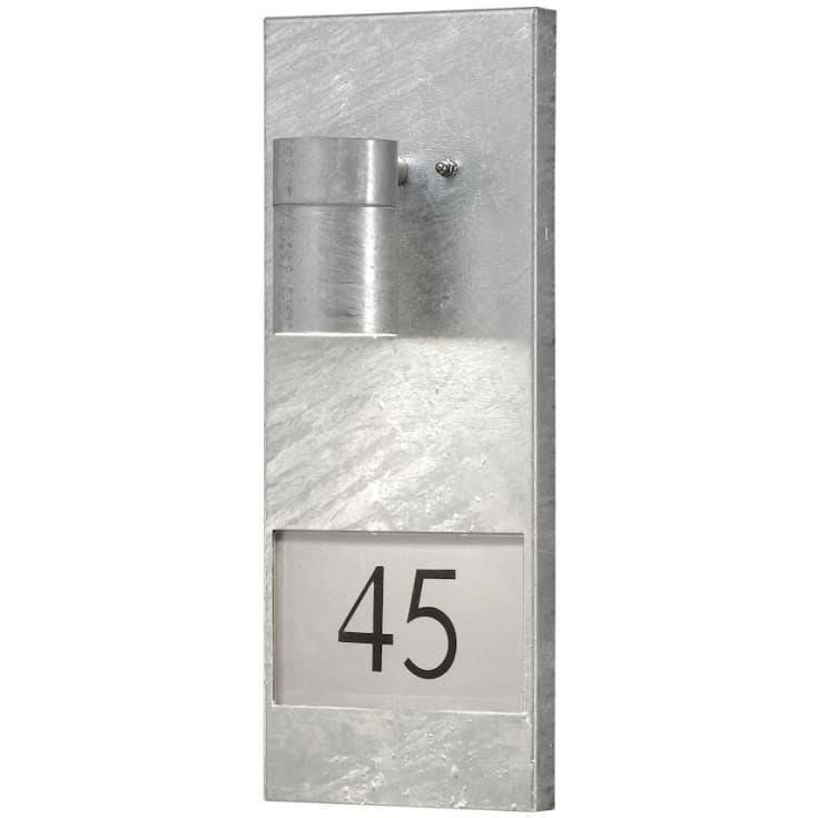 Konstsmide Modena udendørs væglampe med husnummer, galvaniseret stål