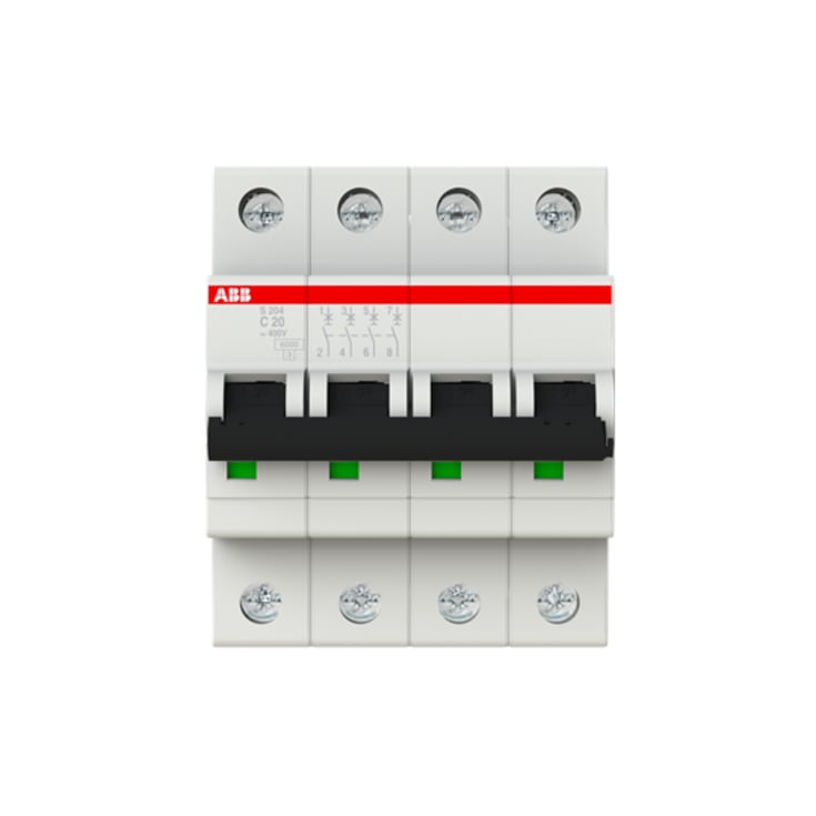 Automatsikring C 20A 4P, 6kA, S204-C20