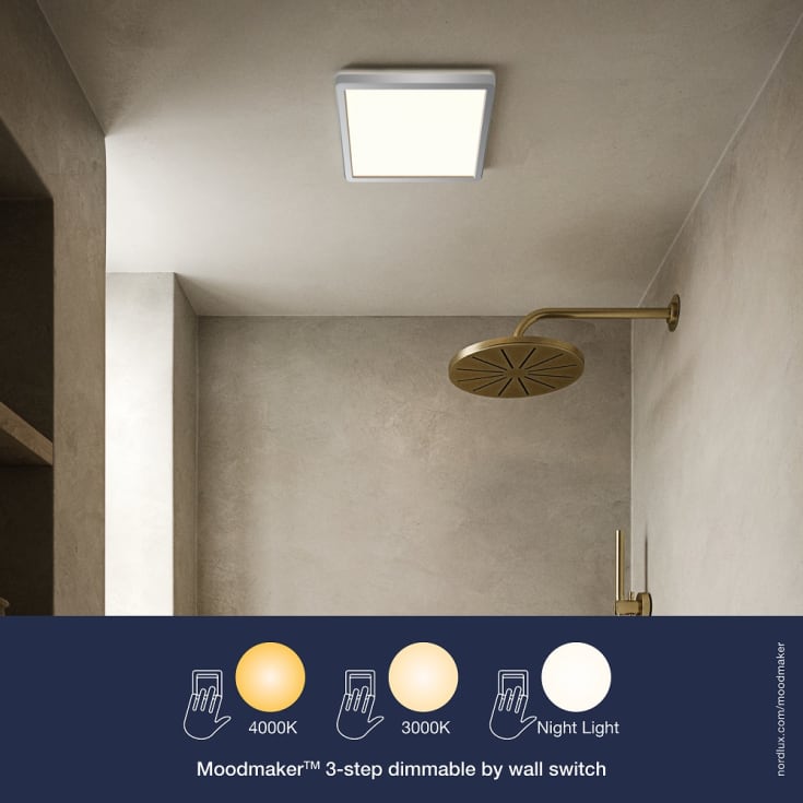 Nordlux Oja Square Bath loftlampe, justerbar lysfarve, krom
