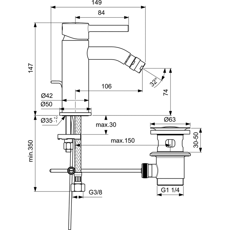Ideal Standard Cerafine bidéblandare, matt svart