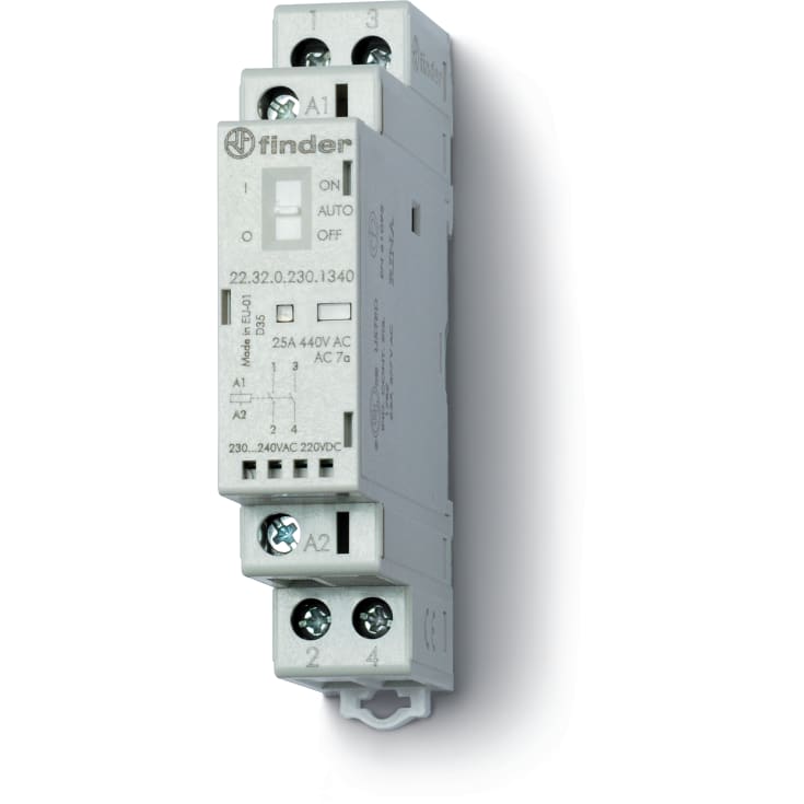 Modulkontaktor 2 stängd, 25A, 230V AC/DC