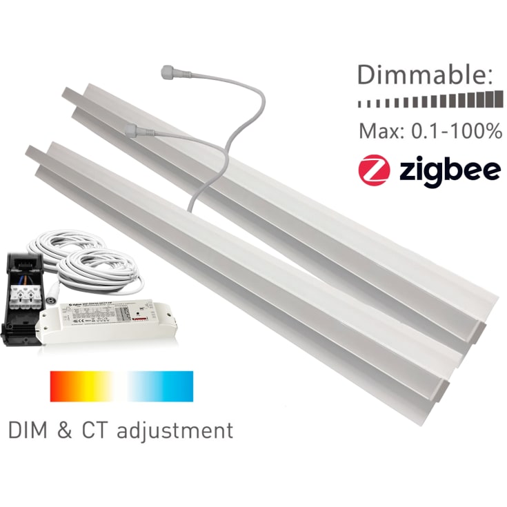 Green:ID planforsænket 2 stk. CCT LED skinner til Troldtekt loft på 60 cm