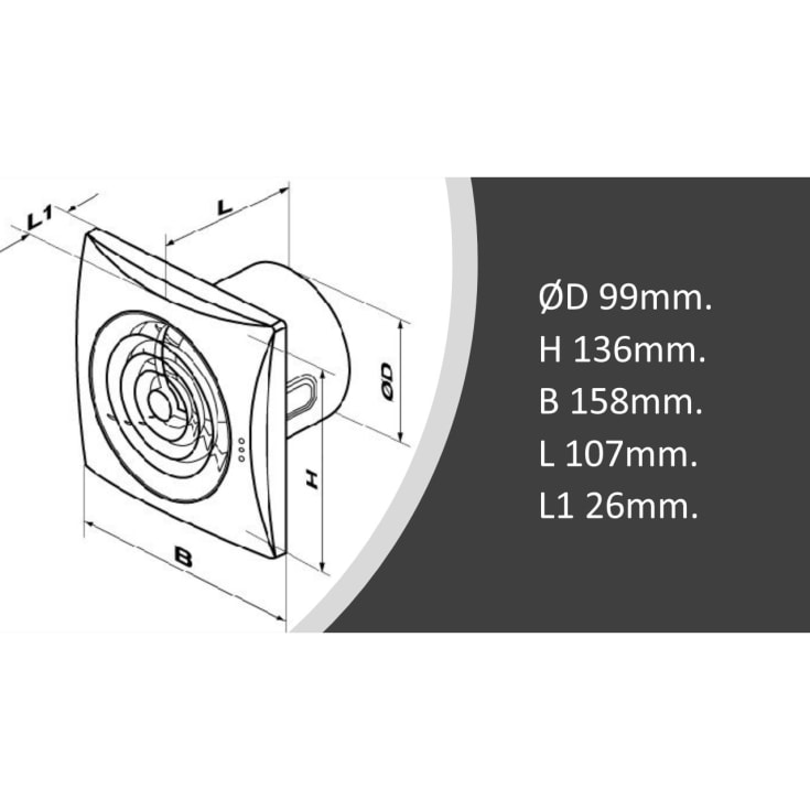 Duka Pro 30 badventilator, Ø100 mm, hvid