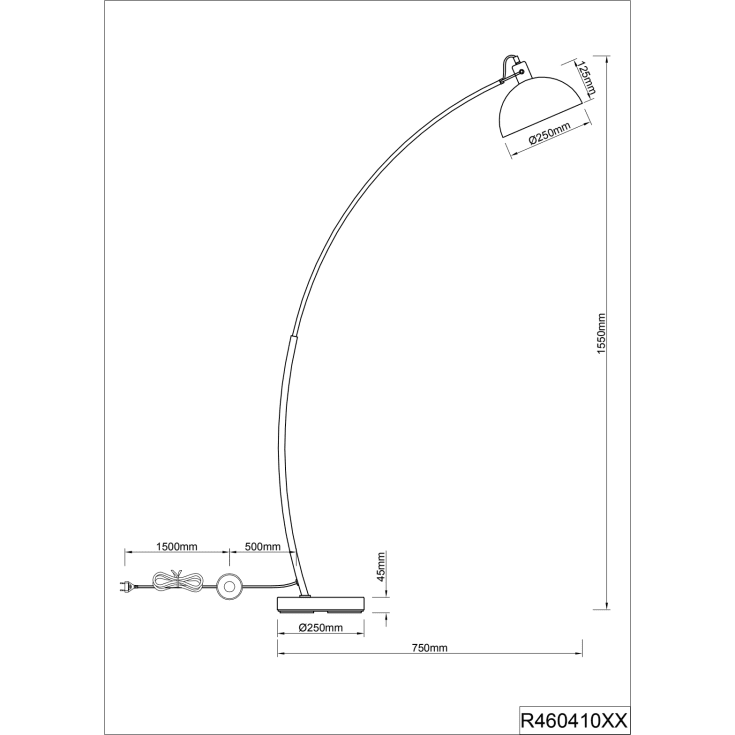 Trio Lighting Recife gulvlampe, sort/guld