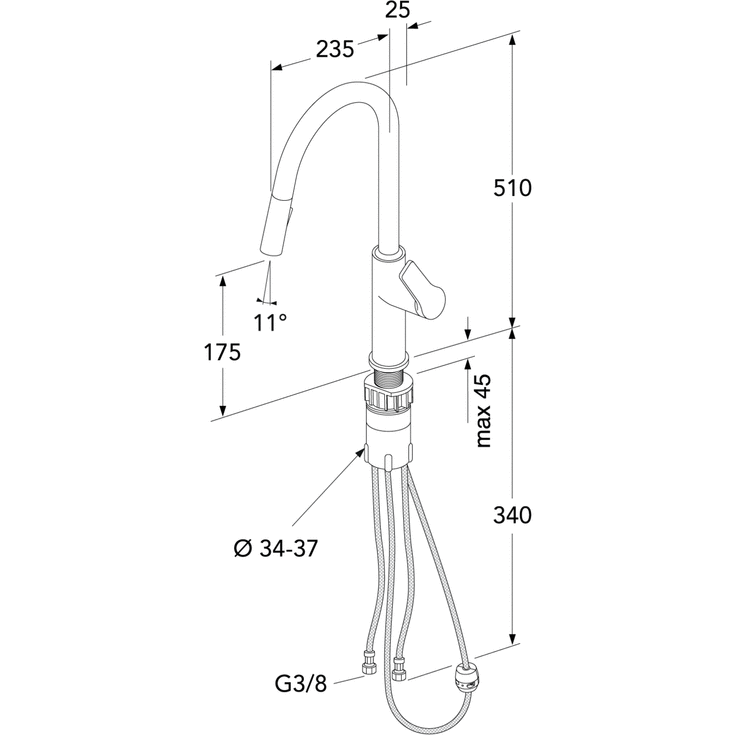 Gustavsberg Epic køkkenarmatur, udtrækstud, børstet messing