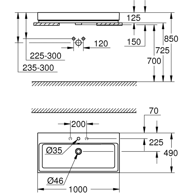 Grohe Cube Ceramic håndvask, 100x49 cm, hvid