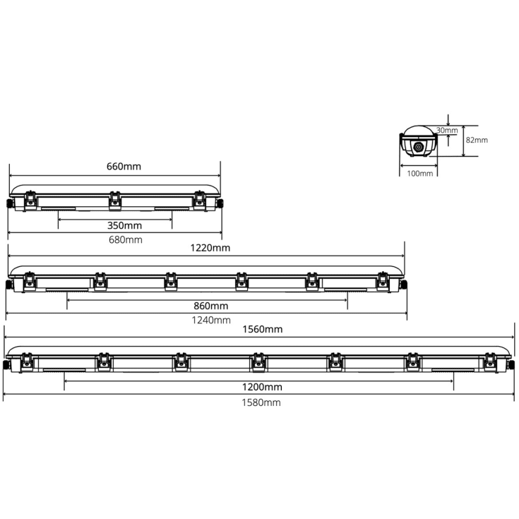 Green:ID Pragmalux Zeus LED armatur, 120cm, 3000K