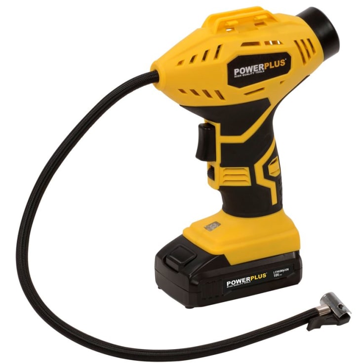 PowerPlus luftpumpe m/batterier 2 x 18V/1,5Ah