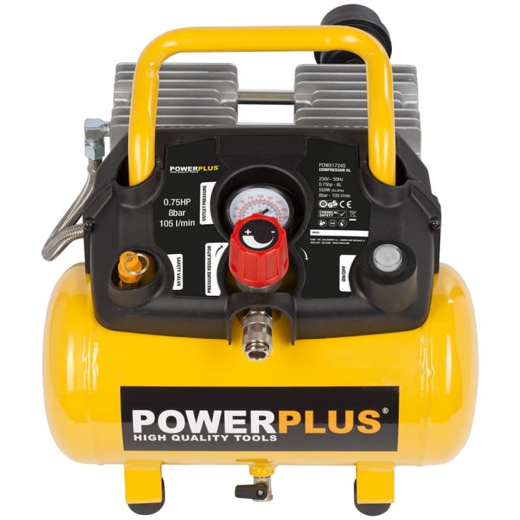 PowerPlus ljud- och oljefri kompressor med 6-liters tank