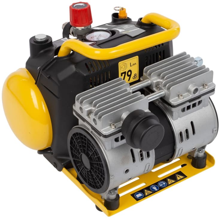 PowerPlus lydløs/oljefri kompressor med 6 liters tank