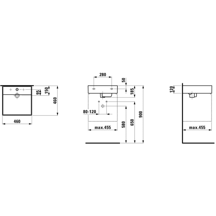 Kartell Laufen håndvask, 46x46 cm, mat grå