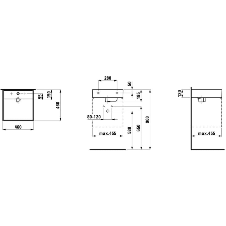 Kartell Laufen håndvask, 46x46 cm, mat hvid