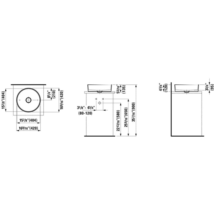 Kartell Laufen servant, Ø42 cm, matt hvit
