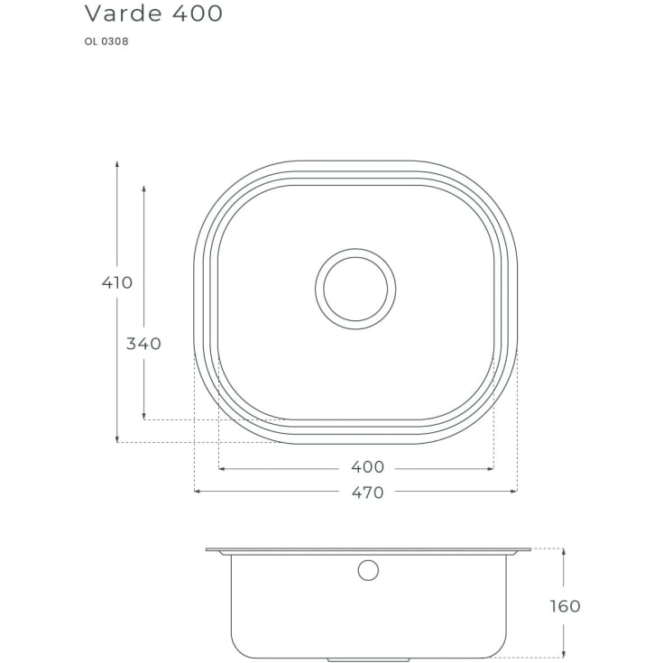 Secher Varde 400 køkkenvask, 47x41 cm, rustfrit stål