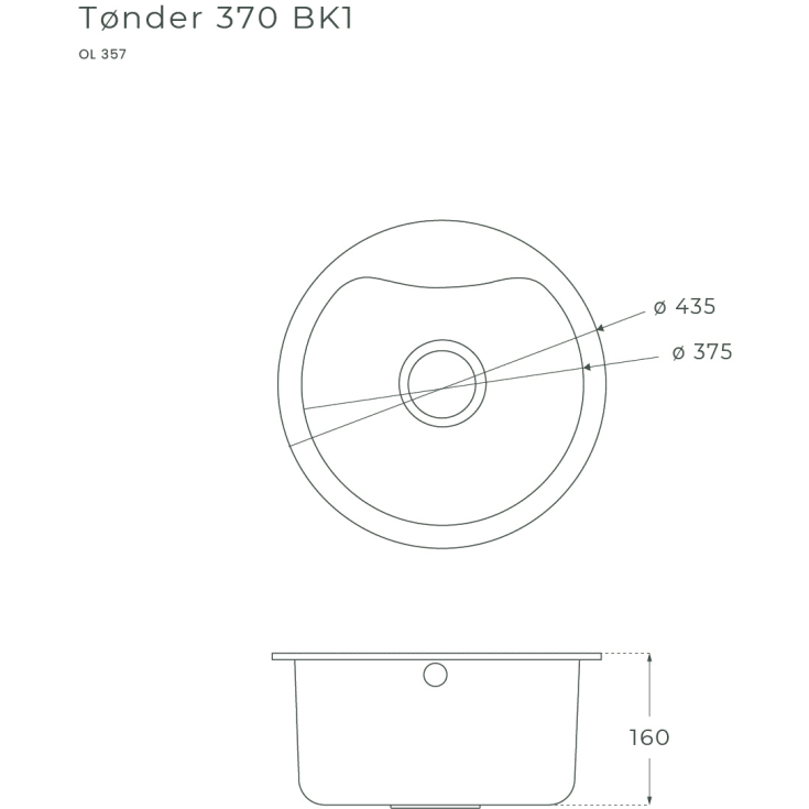 Secher Tønder BK1 køkkenvask, Ø43,5 cm, rustfrit stål