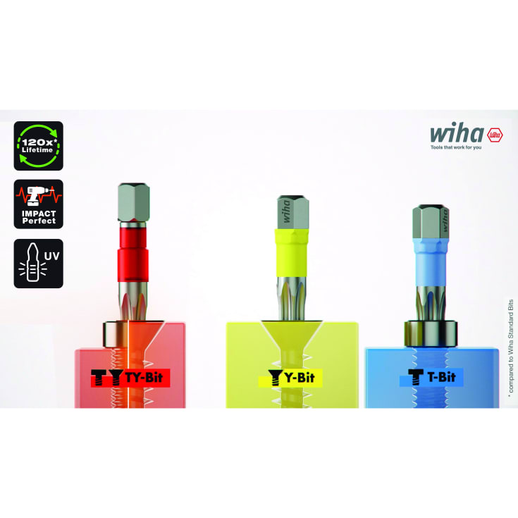 Wiha Y-slagbits 50 mm gul 1/4", TORX® T20, 5 stk i boks