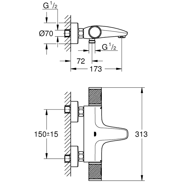 Grohe Precision Feel badekarbatteri, krom