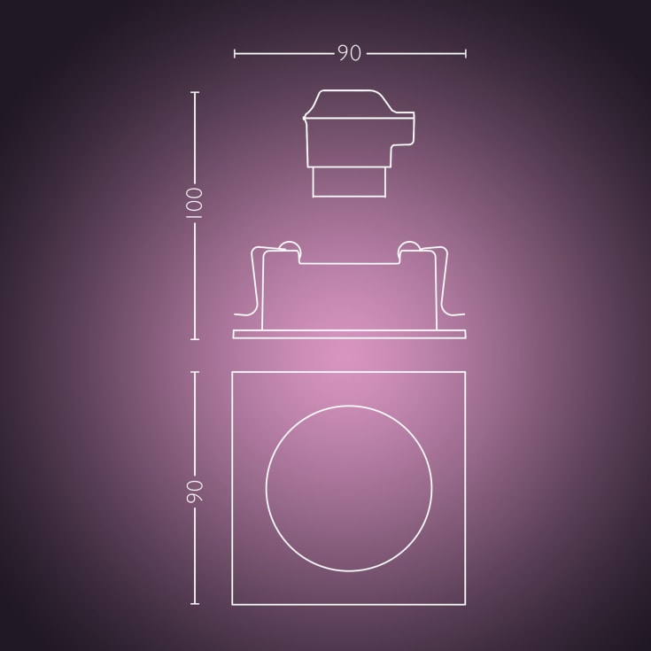 Philips Hue Centura indbygningsspot, firkantet, aluminium