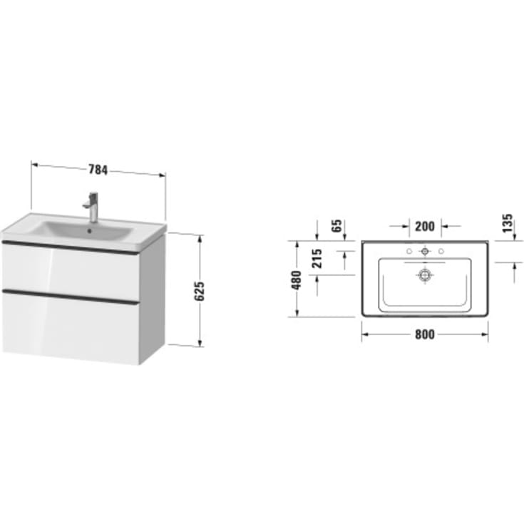 Duravit D-Neo møbelpakke, 80x48 cm, hvid højglans