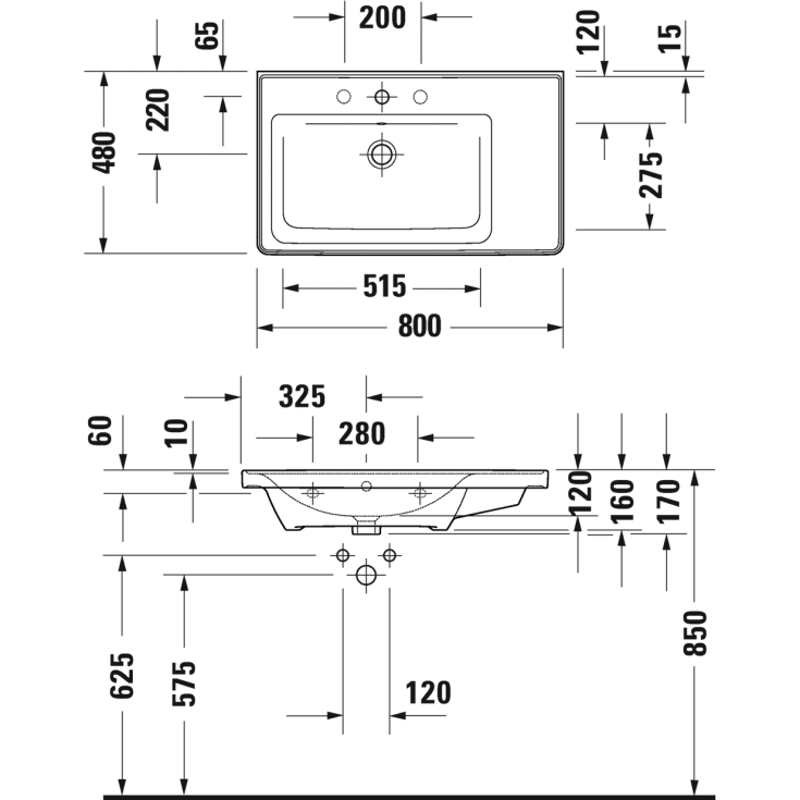 Duravit D-Neo møbelservant, 80x48 cm, hvit