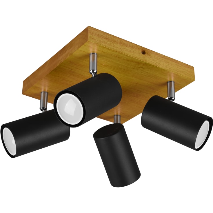 Trio Lighting Marley takspotlight, 4 spotlights, träd/svart
