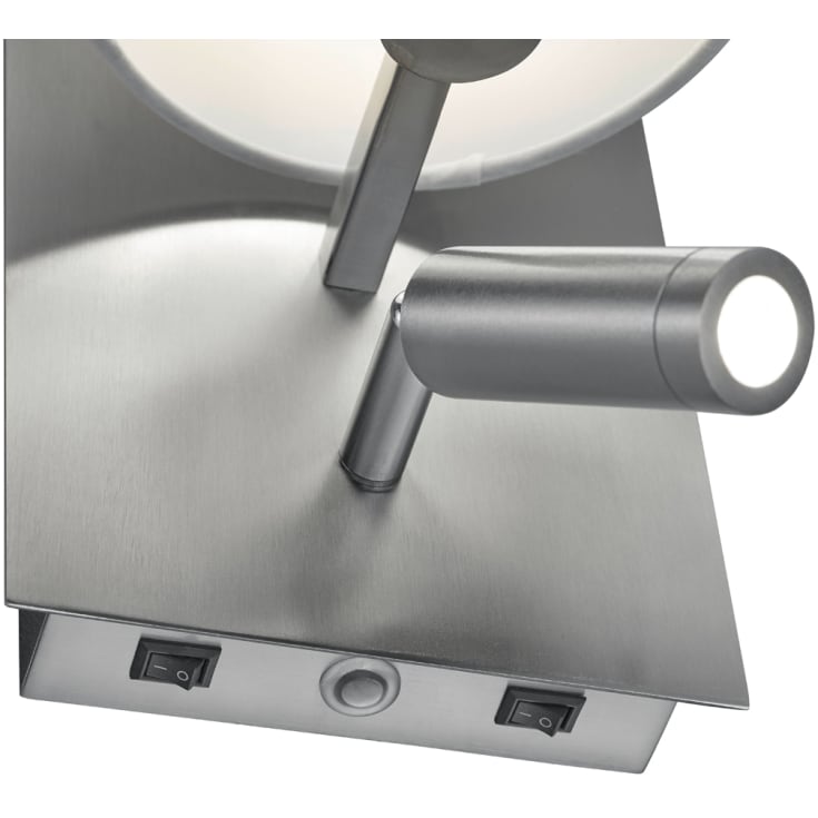 Trio Lighting Marriot vegglampe, børstet stål/hvit