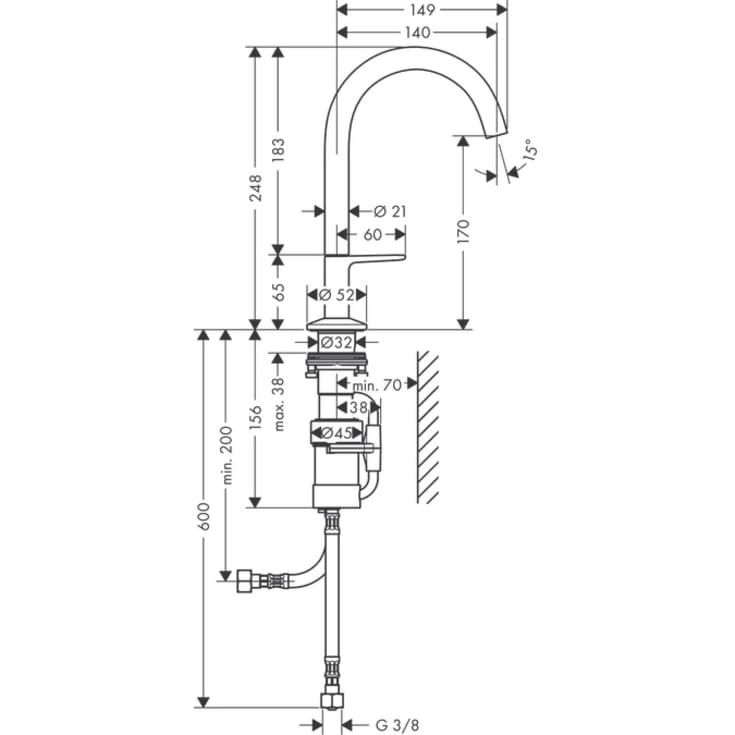 Axor One Select 170 håndvaskarmatur, krom