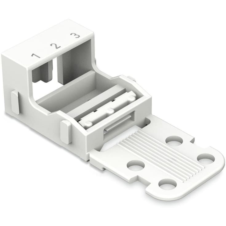 10 st Fästadapter för 3-ledarterminaler Wago 221 – 4 mm², vit