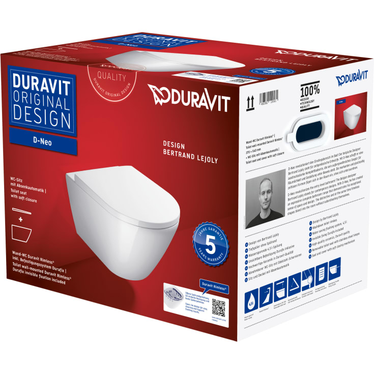 Duravit D-Neo væghængt toilet, hvid