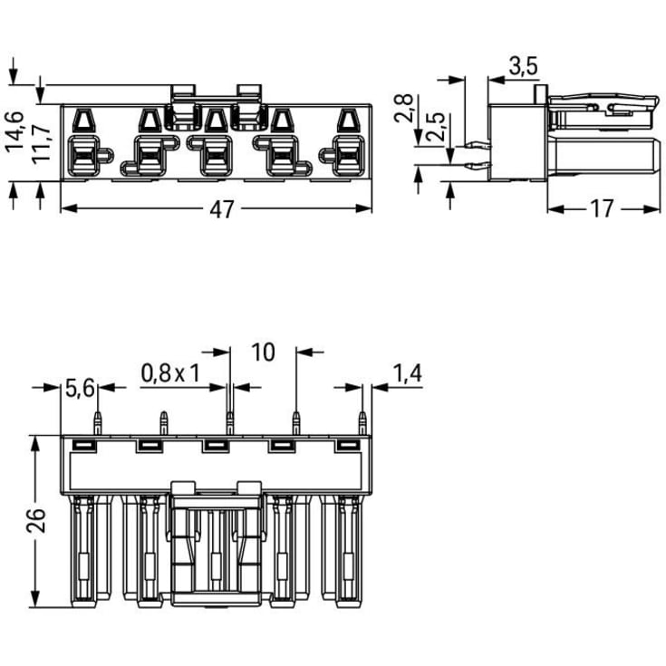 25 stk Winsta Monteringsholder 2- til 5-polet, sort