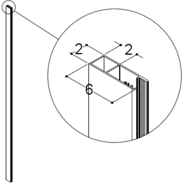 Dansani Match udvidelsesprofil, model D, rørgennemføring, sort