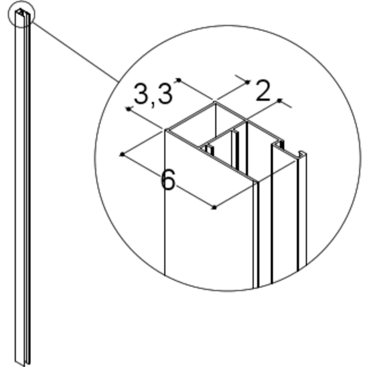 Dansani Match udvidelsesprofil, model 1, rørgennemføring, mat sort